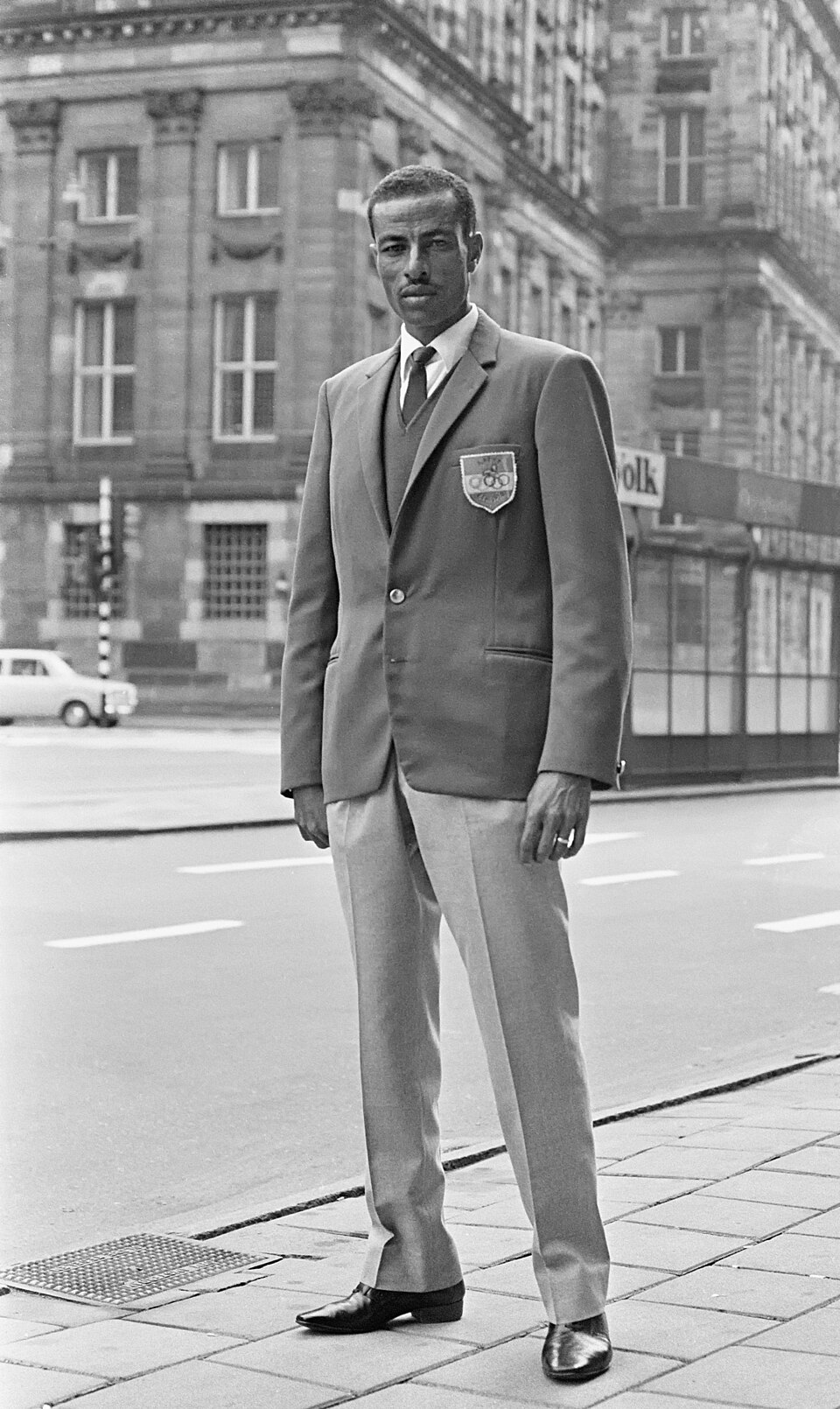 Abebe Bikila in 1968, eight years after running Rome barefoot.